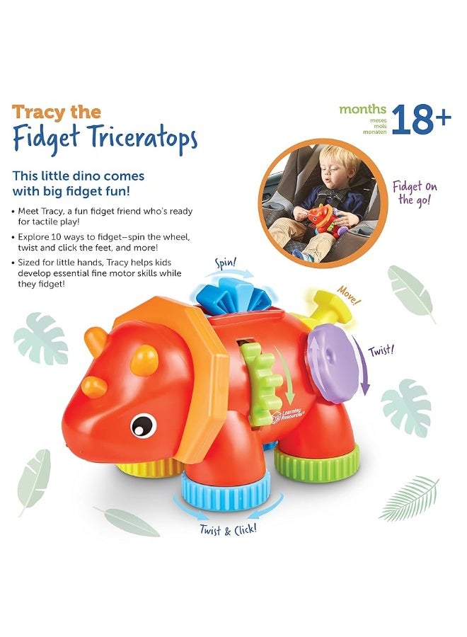 Learning Resources Tracy The Fidget Triceratops,1 Piece, Ages 18 Months+, Baby Toys,Sensory Toys for Toddlers, Fine Motor Toys,Montessori Toys