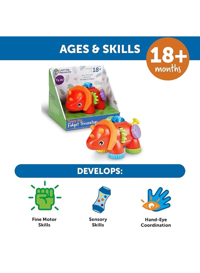 Learning Resources Tracy The Fidget Triceratops,1 Piece, Ages 18 Months+, Baby Toys,Sensory Toys for Toddlers, Fine Motor Toys,Montessori Toys