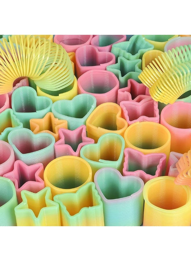 Bedwina Rainbow Spring Toy Assortment - (Pack of 50) Mini Plastic Coil Spring Toy | Bright Colors and Shapes, Goody Bag Filler, Party Prizes and Stocking Stuffers for Kids