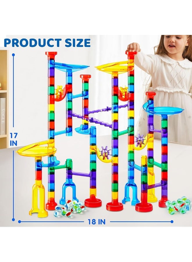 JOYIN 150Pcs Glowing Marble Run- Construction Building Blocks Toys with 5 Glow in The Dark Glass Marbles, STEM Educational Building Block Toy