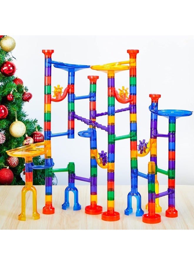 JOYIN 150Pcs Glowing Marble Run- Construction Building Blocks Toys with 5 Glow in The Dark Glass Marbles, STEM Educational Building Block Toy