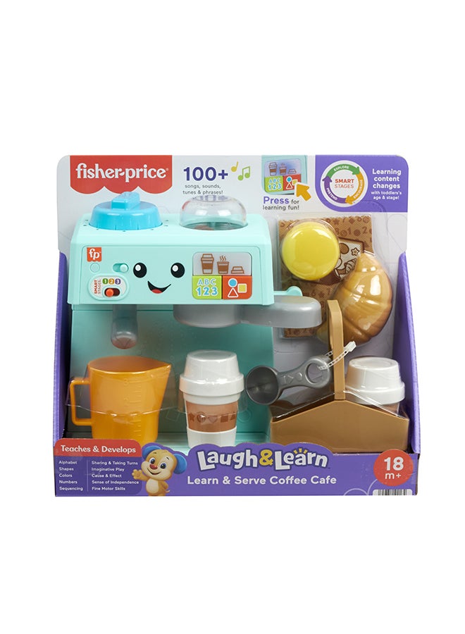 Toddler Toy Laugh & Learn Coffee Café Musical Playset With Educational Songs & 10 Pretend Play Pieces For Kids Ages 18+ Months