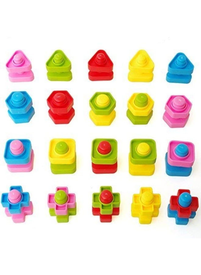 RAINBOW TOYFROG Jumbo Nuts and Bolts Toddler Toys - 40 Busy Bolts with Storage Tote & Book - Toddler & Baby Occupational Therapy Toys - Develop Fine Motor Skills Through Play