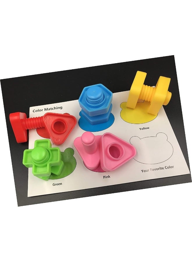 RAINBOW TOYFROG Jumbo Nuts and Bolts Toddler Toys - 40 Busy Bolts with Storage Tote & Book - Toddler & Baby Occupational Therapy Toys - Develop Fine Motor Skills Through Play