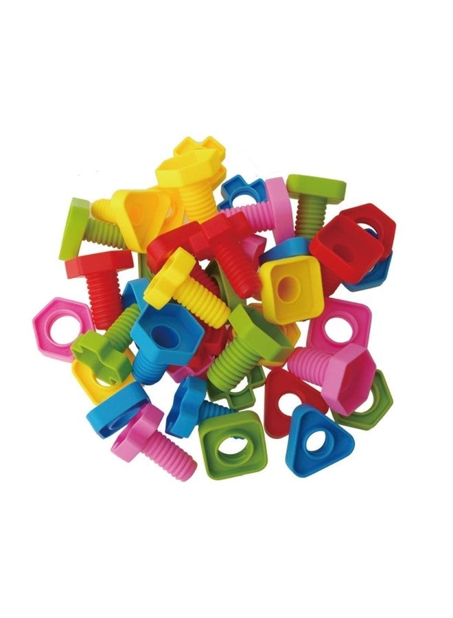 RAINBOW TOYFROG Jumbo Nuts and Bolts Toddler Toys - 40 Busy Bolts with Storage Tote & Book - Toddler & Baby Occupational Therapy Toys - Develop Fine Motor Skills Through Play