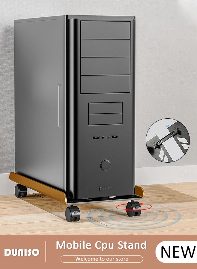 Adjustable CPU Stand, Mobile PC Rack,Hollow Cooling Pc Host Tower Stand, CPU Bracket cart with Wheels，Desktop PC Host Base Tray,Movable Pulley Chassis Shelf, Computer Tower Stand, CPU Holder Stand for Home, Office