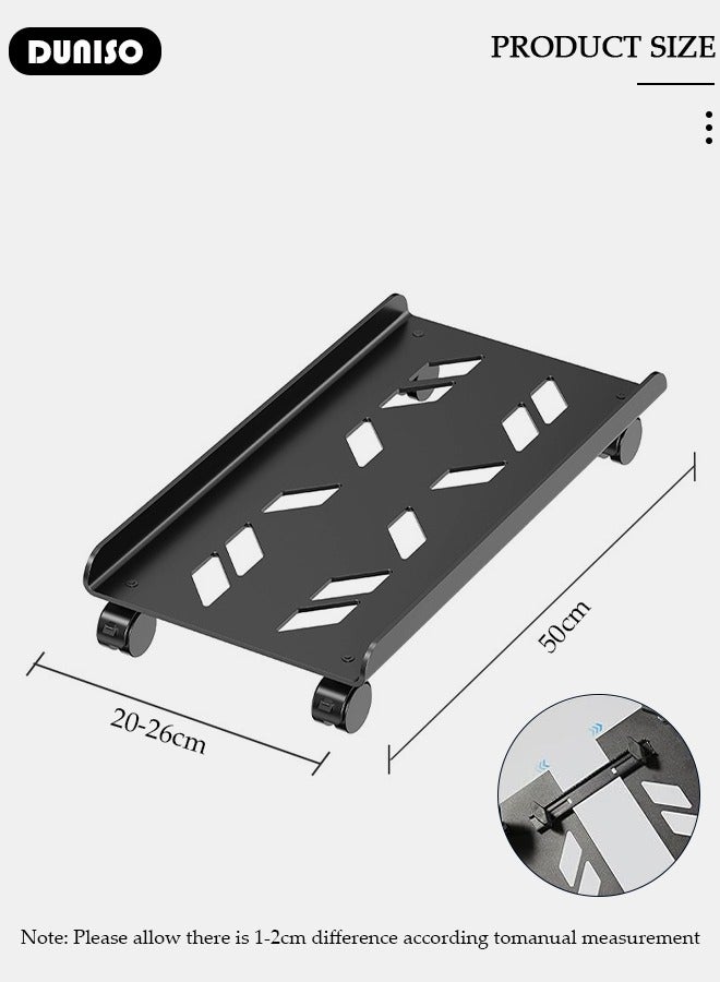 Adjustable CPU Stand, Mobile PC Rack,Hollow Cooling Pc Host Tower Stand, CPU Bracket cart with Wheels，Desktop PC Host Base Tray,Movable Pulley Chassis Shelf, Computer Tower Stand, CPU Holder Stand for Home, Office