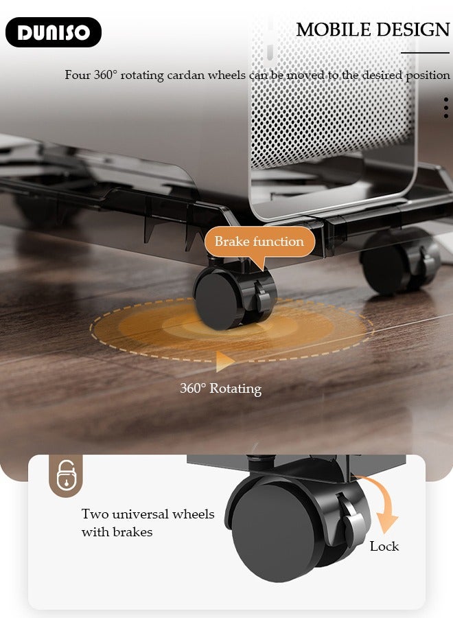 Adjustable CPU Stand, Mobile PC Rack,Hollow Cooling Pc Host Tower Stand, CPU Bracket cart with Wheels，Desktop PC Host Base Tray,Movable Pulley Chassis Shelf, Computer Tower Stand, CPU Holder Stand for Home, Office