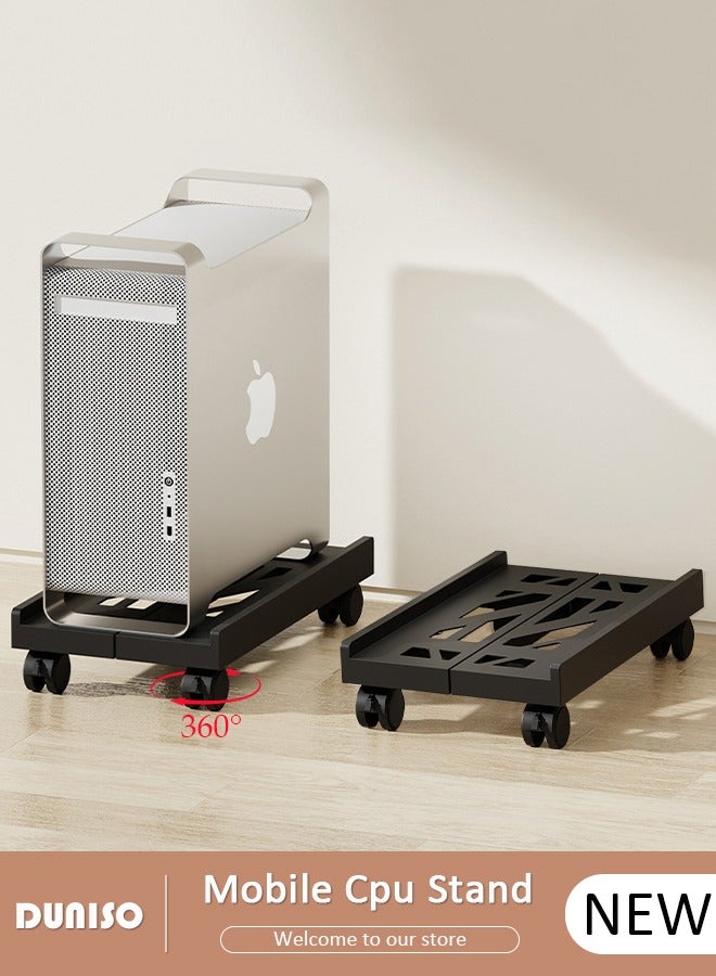 Adjustable CPU Stand, Mobile PC Rack,Hollow Cooling Pc Host Tower Stand, CPU Bracket cart with Wheels，Desktop PC Host Base Tray,Movable Pulley Chassis Shelf, Computer Tower Stand, CPU Holder Stand for Home, Office