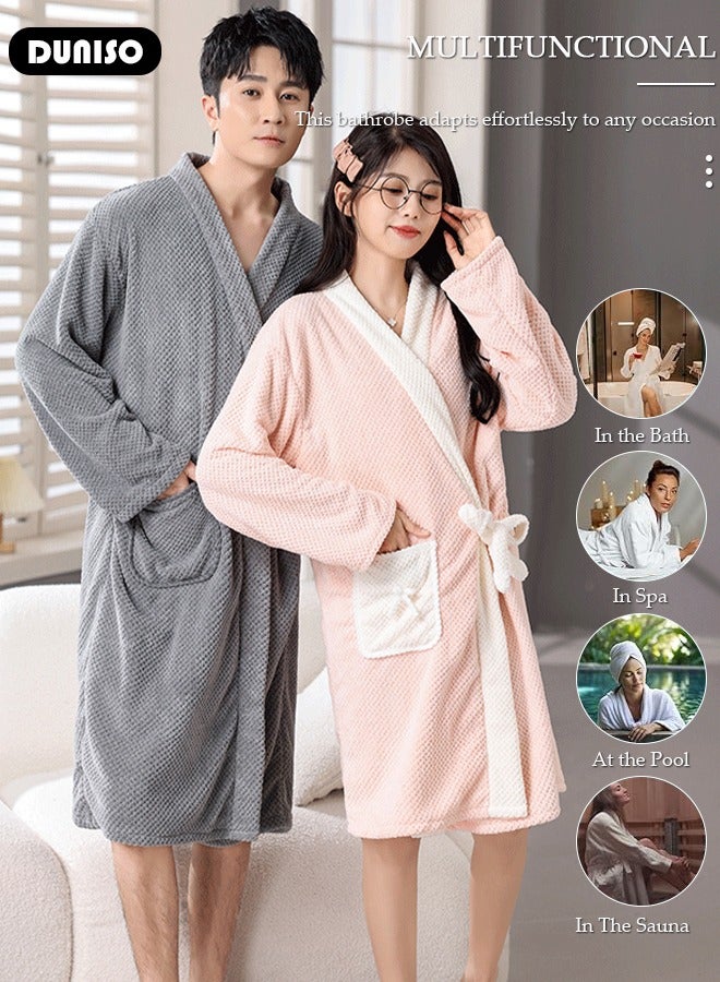 Women's Bath Robe, Wearable Bath Towel with Side Pocket Wrap Shower Wrap Towel Dress Long Sleeve Bathrobe Waffle Spa Towel Robes with Adjustable Closure Quick Dry Lightweight Cover Up