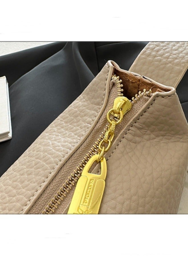 Women's Classic Fashion Multi functional Mini Makeup Bag Handbag Shoulder Bag Handheld Small Bag Beige