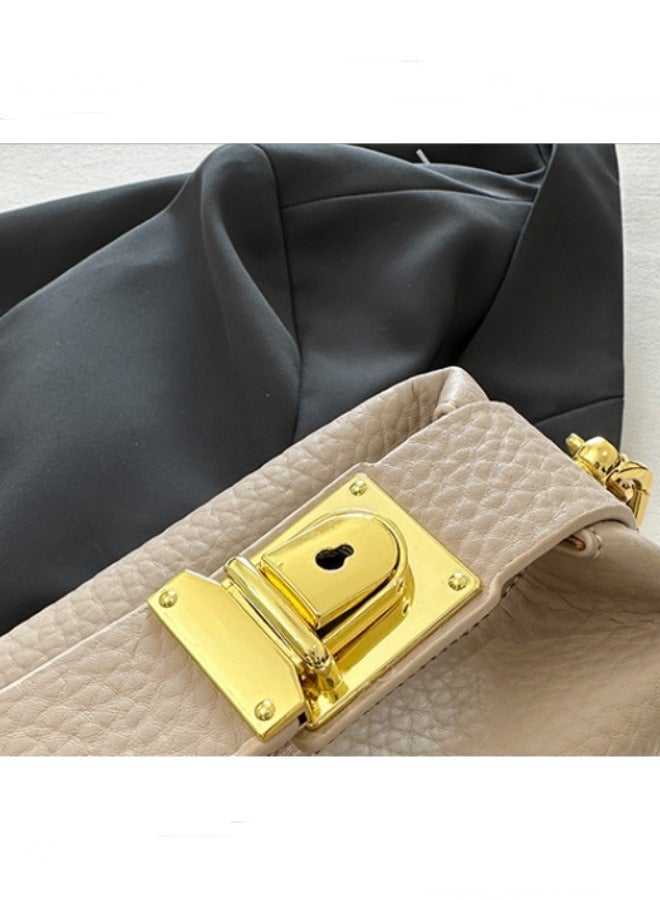 Women's Classic Fashion Multi functional Mini Makeup Bag Handbag Shoulder Bag Handheld Small Bag Beige