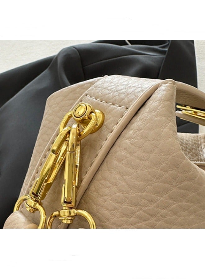 Women's Classic Fashion Multi functional Mini Makeup Bag Handbag Shoulder Bag Handheld Small Bag Beige