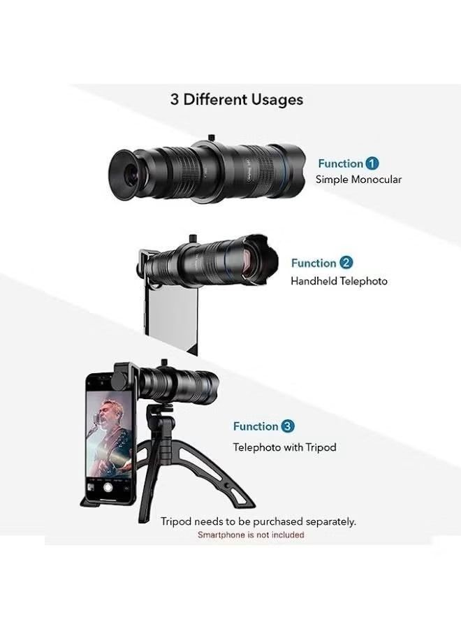 APEXEL APL-JS28X HD 28X Metal Single-tube Phone Telephoto Lens with Manual Focus for Most Smartphones for Traveling Sport Events Concert Bird Watching Photography