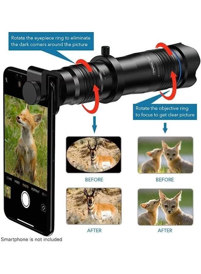 APEXEL APL-JS28X HD 28X Metal Single-tube Phone Telephoto Lens with Manual Focus for Most Smartphones for Traveling Sport Events Concert Bird Watching Photography