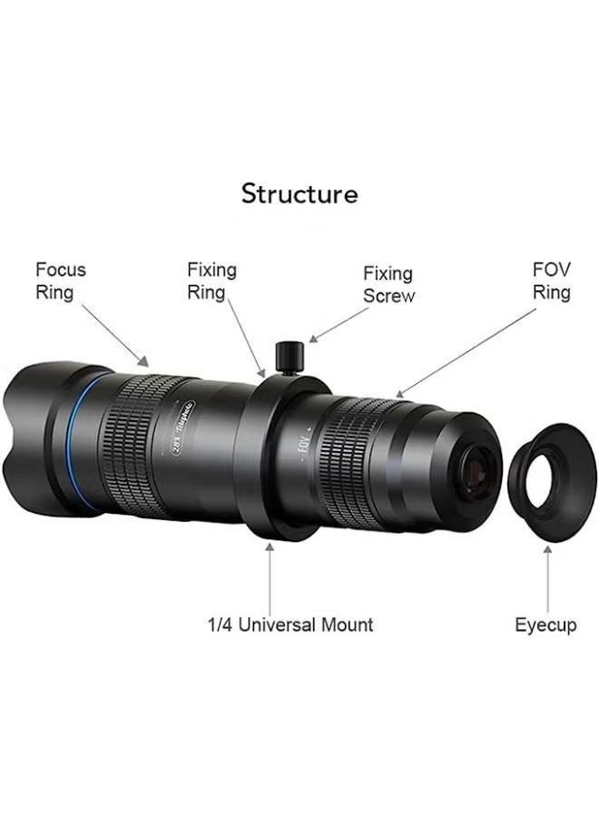 APEXEL APL-JS28X HD 28X Metal Single-tube Phone Telephoto Lens with Manual Focus for Most Smartphones for Traveling Sport Events Concert Bird Watching Photography