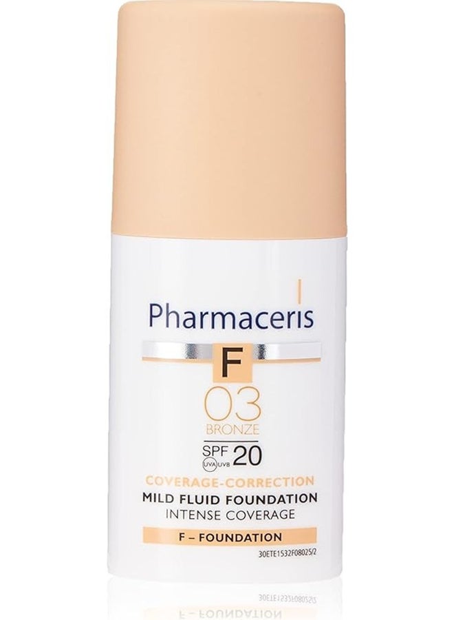 Pharmaceris F 03 Bronze Mild Fluid Foundation With Spf 20, Intense Coverage 03 Bronze