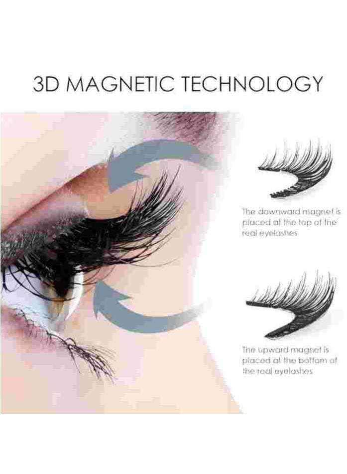 Magnetic Eyelashes Without Eyeliner Reusable Dual Magnetic Lashes With 16 Pair Looking Natural No Glue 3D False Eyelashes Kit