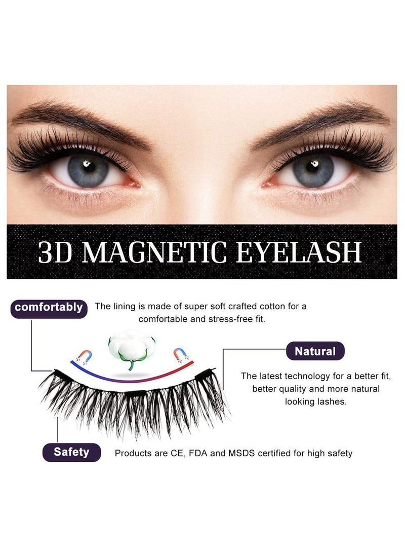 Magnetic Eyelashes Without Eyeliner Reusable Dual Magnetic Lashes With 16 Pair Looking Natural No Glue 3D False Eyelashes Kit