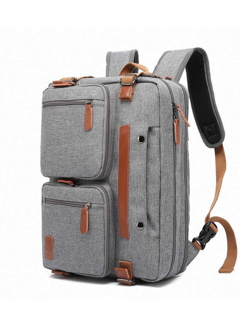 Convertible Backpack Messenger Bag Shoulder Bag Laptop Case Handbag Business Briefcase Multi-Functional Travel Rucksack Fits 15.6 Inch Laptop for Men/Women (15.6 inches, Grey)