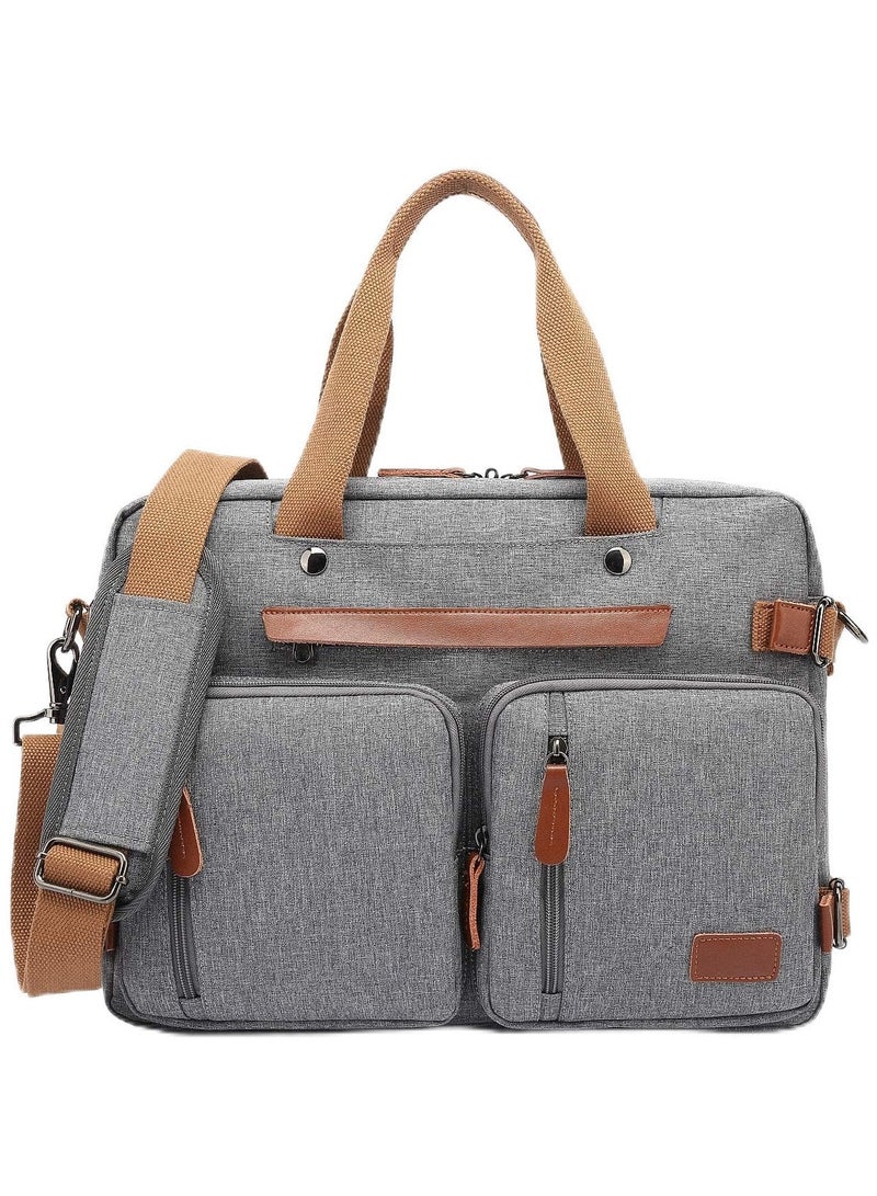 Convertible Backpack Messenger Bag Shoulder Bag Laptop Case Handbag Business Briefcase Multi-Functional Travel Rucksack Fits 15.6 Inch Laptop for Men/Women (15.6 inches, Grey)