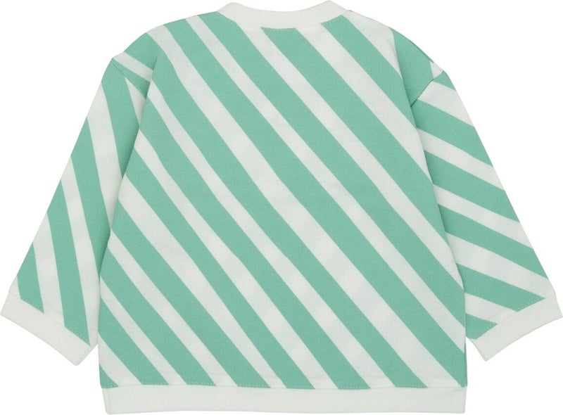 Sideways Stripe Printed Sweatshirt with Snap on Shoulders