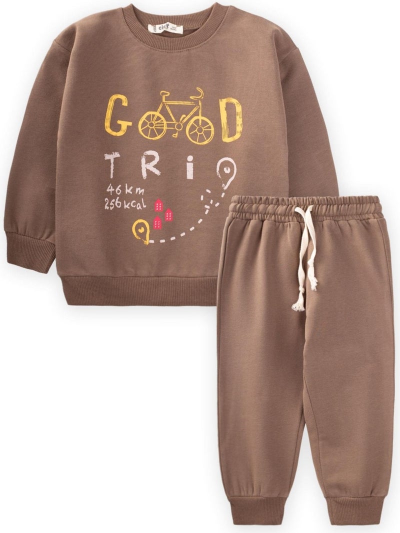 Good Tri Printed Sweatshirt Set 1-8 Years Mink