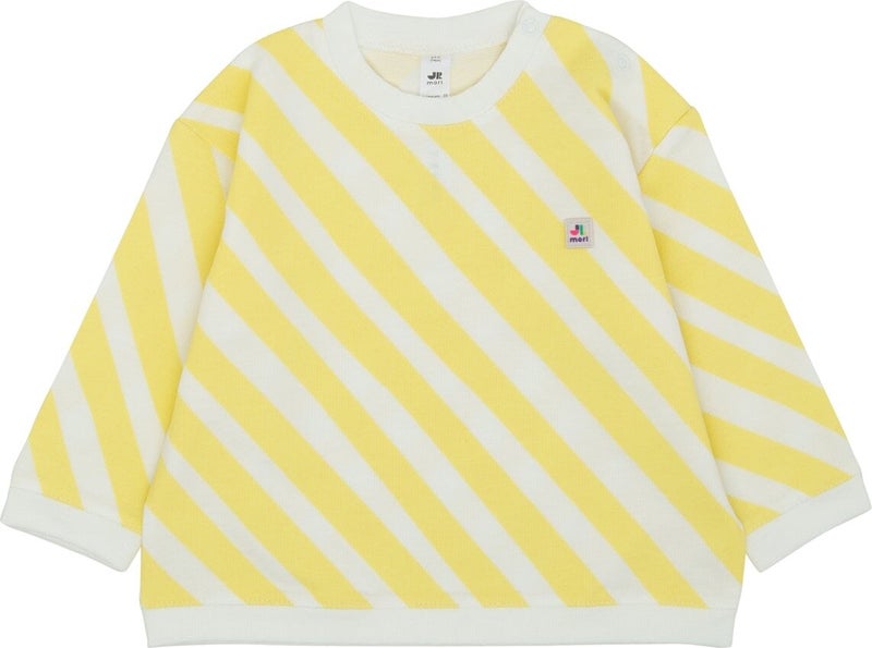 Sideways Stripe Printed Sweatshirt with Snap on Shoulders