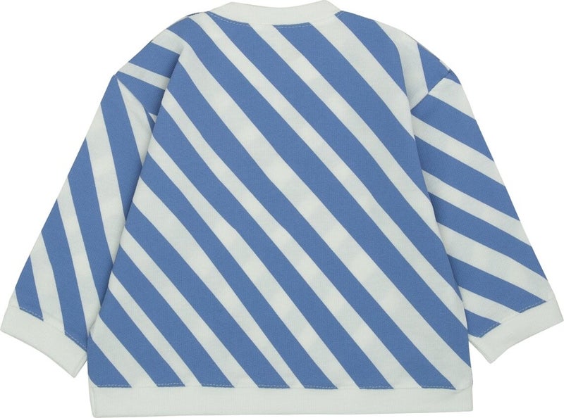 Sideways Stripe Printed Sweatshirt with Snap on Shoulders