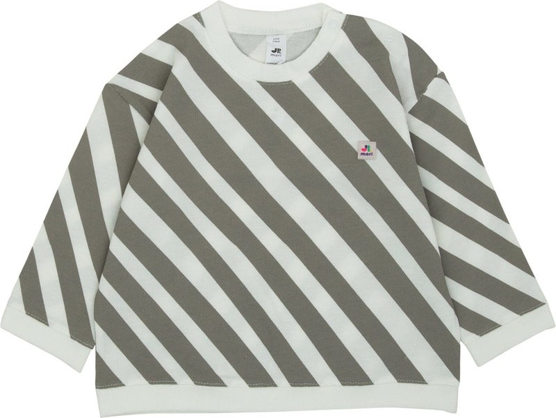 Sideways Stripe Printed Sweatshirt with Snap on Shoulders