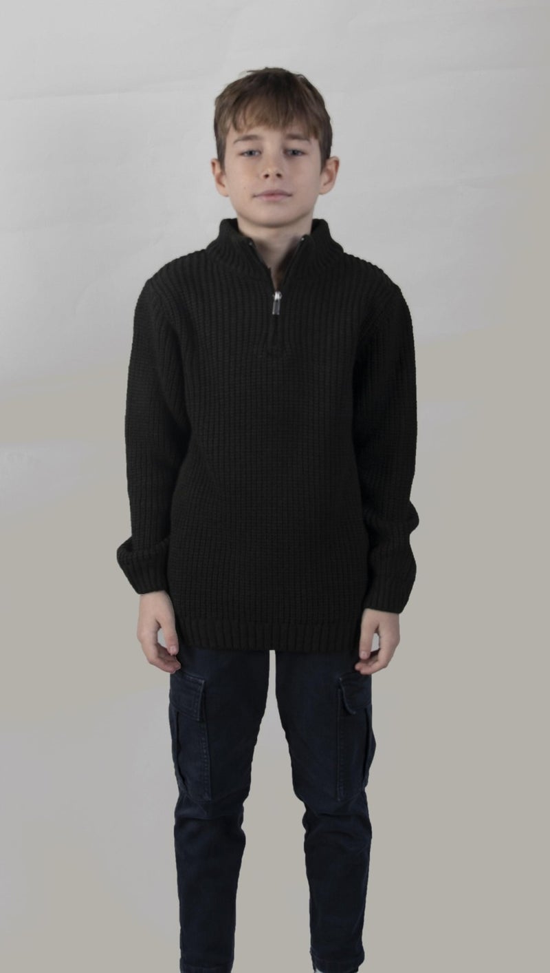 Stand Collar Zippered Boy's SWEATER(C23-7108)