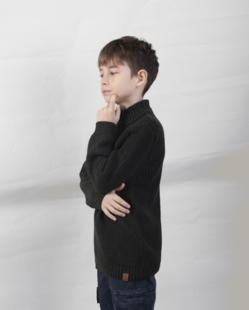 Stand Collar Zippered Boy's SWEATER(C23-7108)