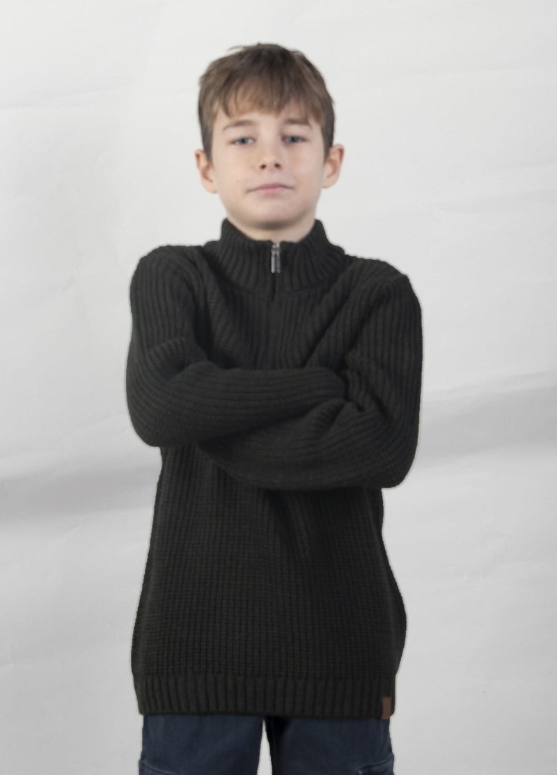 Stand Collar Zippered Boy's SWEATER(C23-7108)