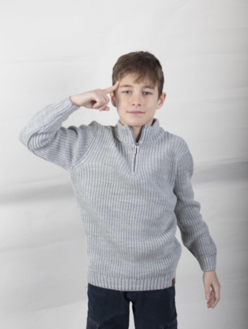 Alexandergardı High Collar Zippered Boy's SWEATER (C23-7108)