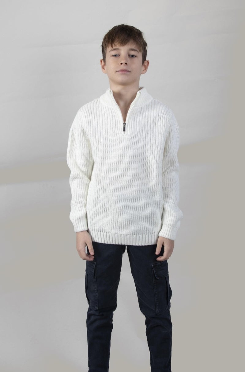 Stand Collar Zippered Boy's SWEATER(C23-7108)