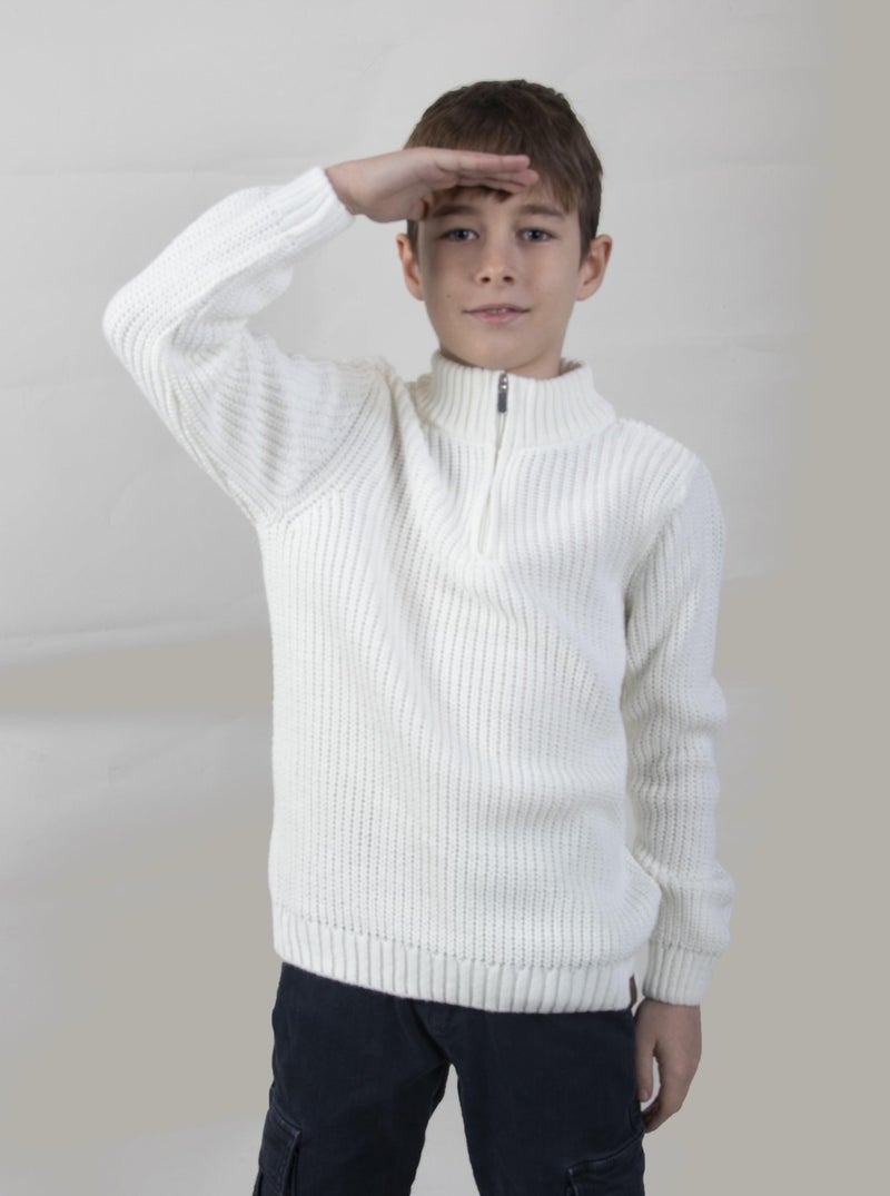 Stand Collar Zippered Boy's SWEATER(C23-7108)