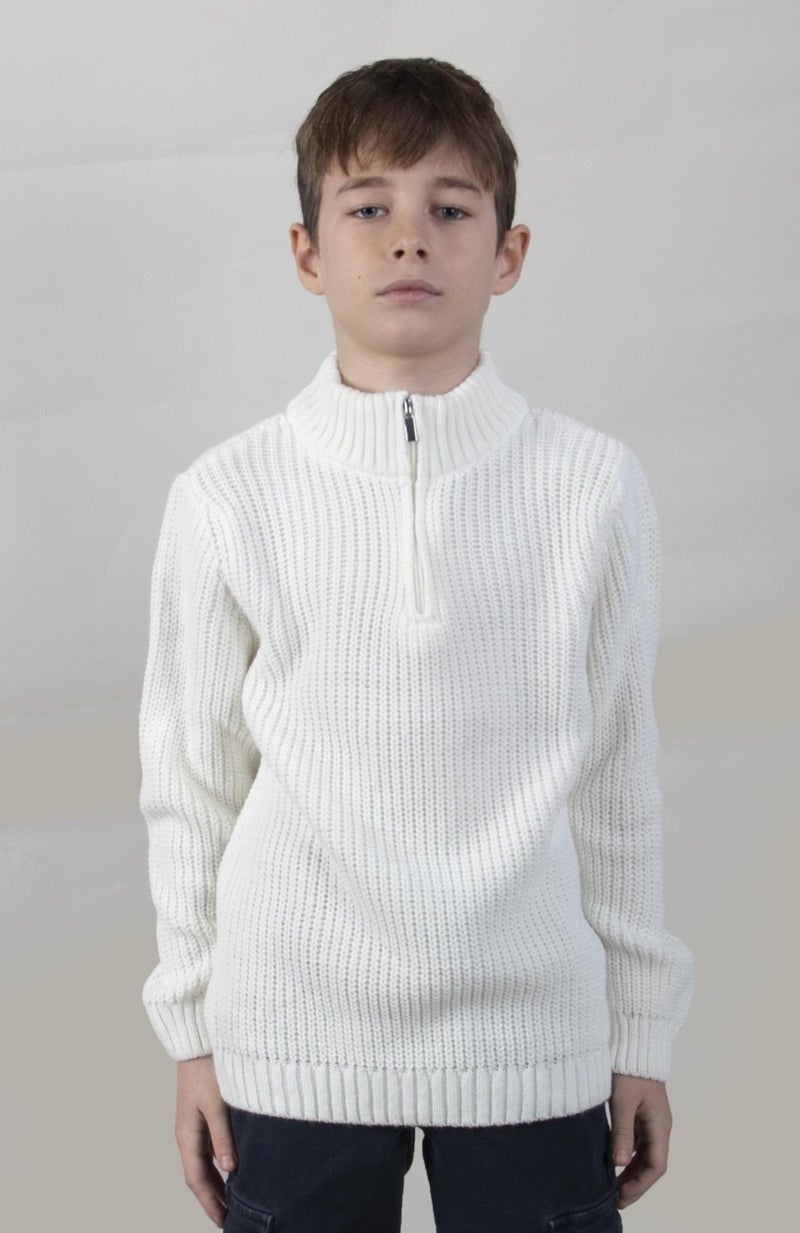 Stand Collar Zippered Boy's SWEATER(C23-7108)