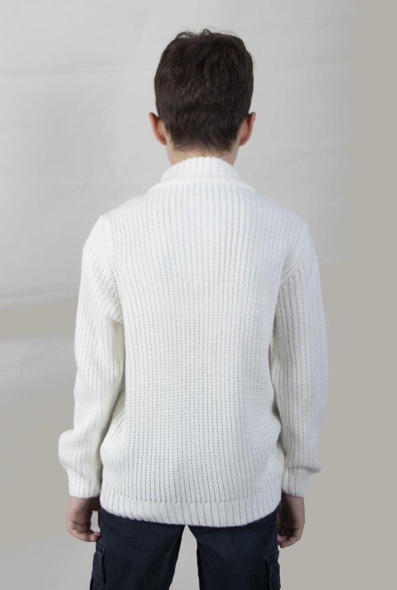 Stand Collar Zippered Boy's SWEATER(C23-7108)