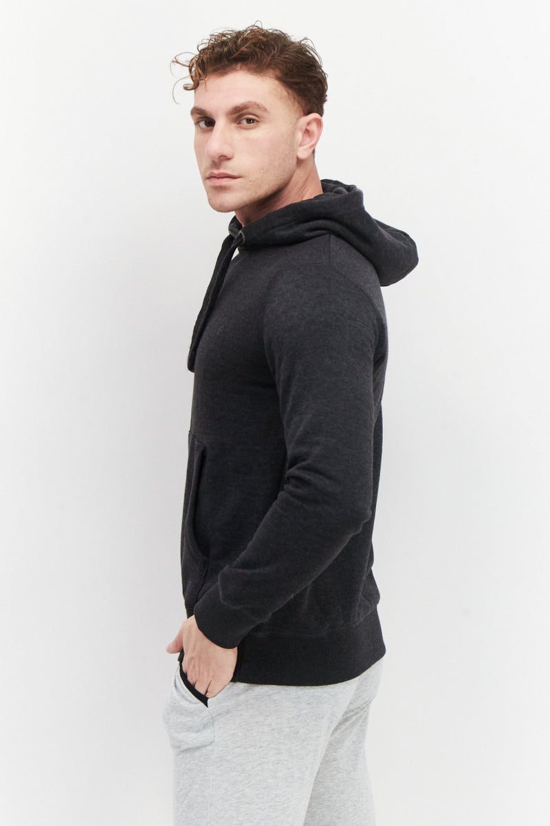 Men Hooded Long Sleeve Brand Logo Sweatshirt, Dark Grey