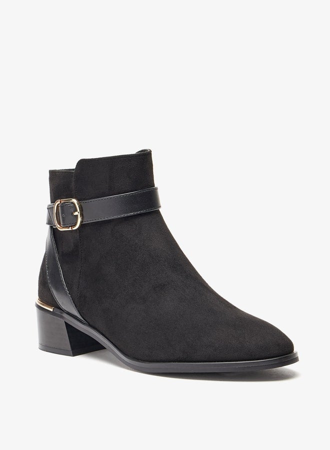 Women's Solid Slip On Ankle Boots with Zip Closure