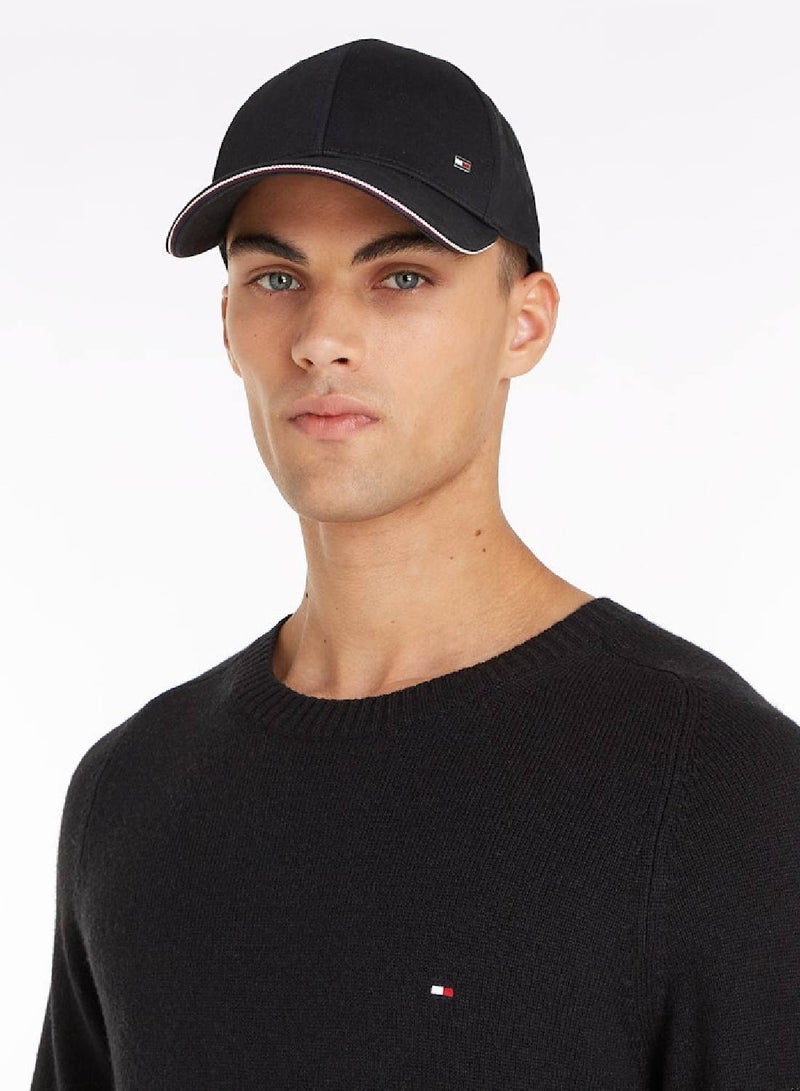 Men's Corporate Six-Panel Baseball Cap, Black - Cotton