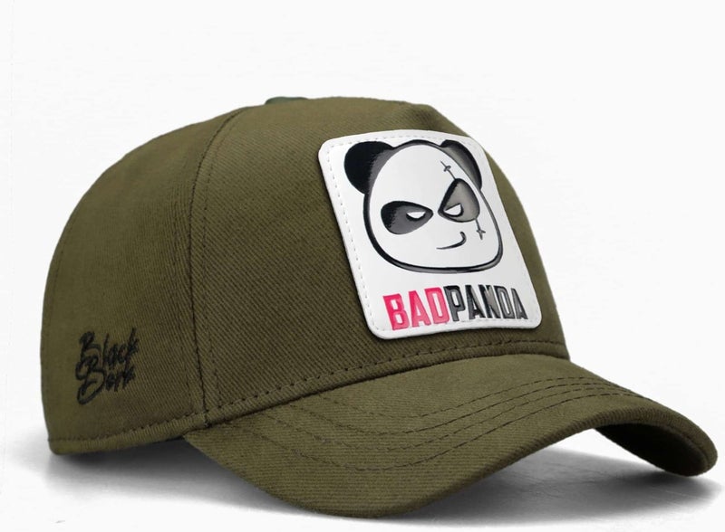 BlackBörk V1 Kids Baseball Bad Panda - Khaki Children's Hat (Cap) with 2 Code Logo