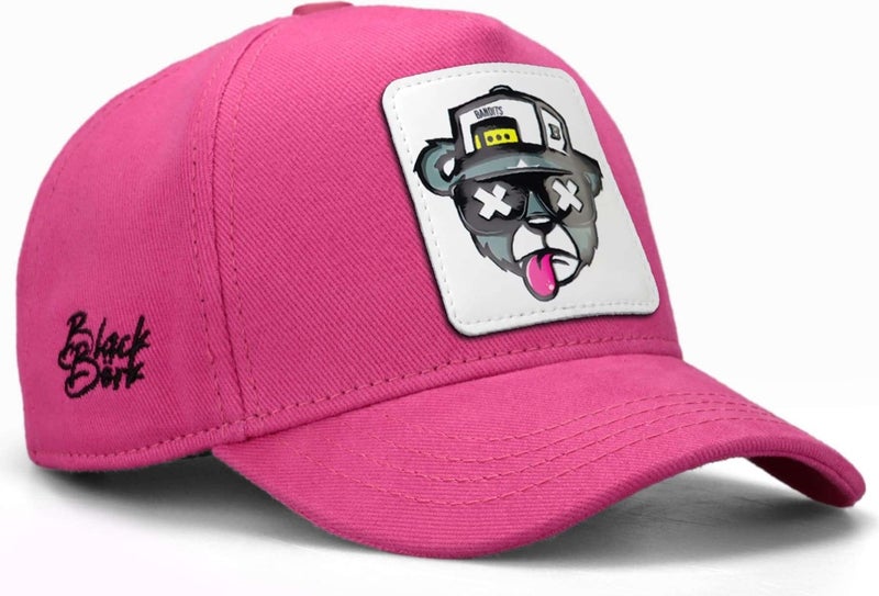 BlackBörk V1 Baseball Kids Bear - Unisex Pink Kids Hat (Cap) with 15 Code Logo