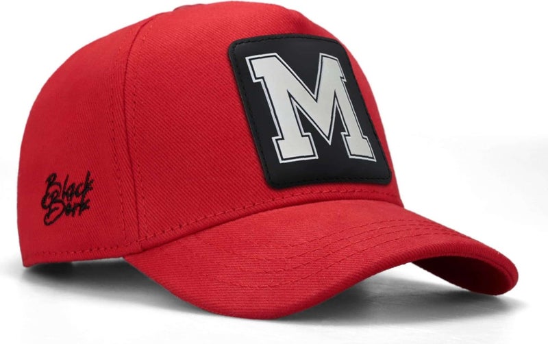 V1 Kids Baseball M Letter - Unisex Red Children's Hat (Cap) with 12 Code Logo