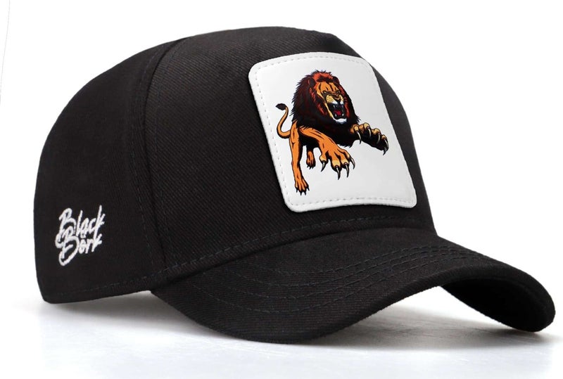 BlackBörk V1 Kids Baseball Lion - Black Kids Hat (Cap) with 2 Code Logo