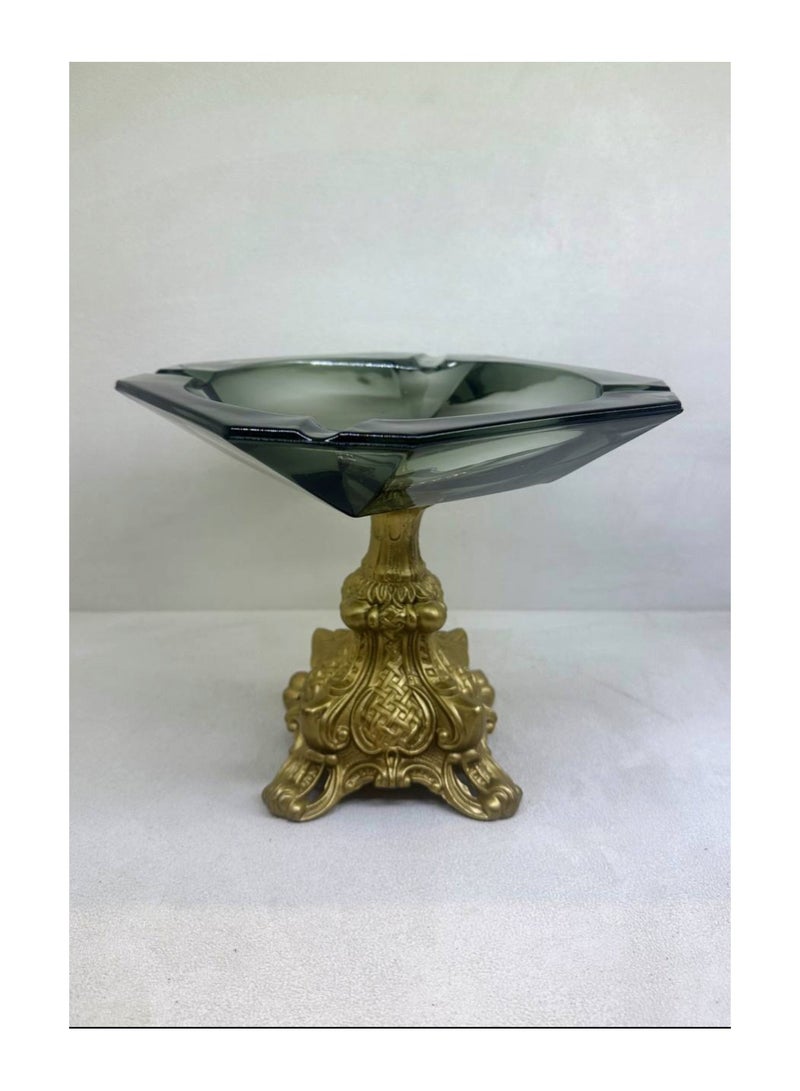 Victorian Glass and  Brass Candy Bowl