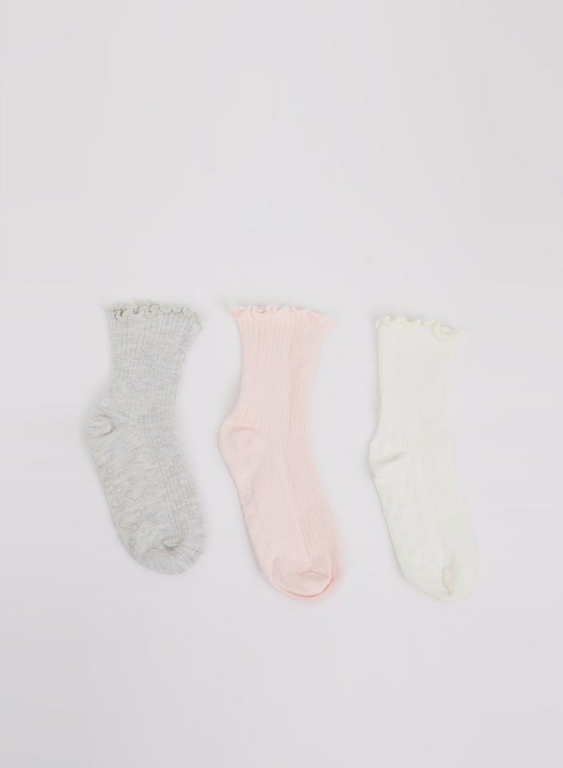 3-Pack Anti-Slip Sole Cotton Long Socks