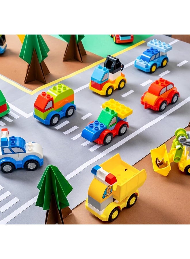 JOYIN 80Pcs Toddlers Car Building Blocks Set, 12Pcs Different Vehicles, Build Your Own Toy Cars, Compatible with Brand Name Building Bricks for Kids Boys Girls Birthday Easter Gift