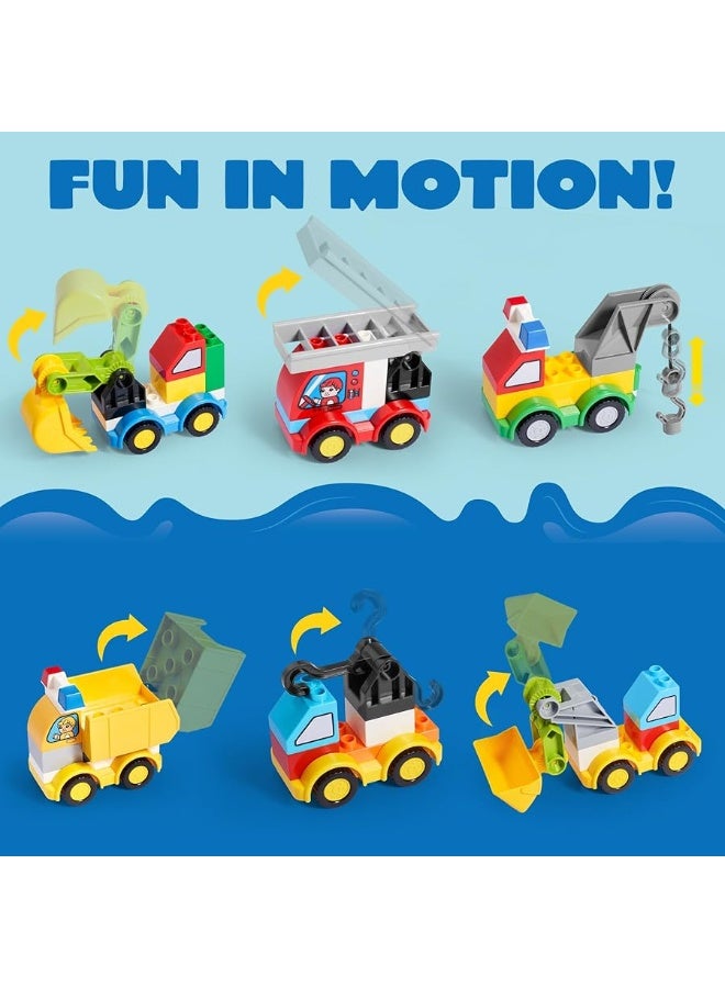 JOYIN 80Pcs Toddlers Car Building Blocks Set, 12Pcs Different Vehicles, Build Your Own Toy Cars, Compatible with Brand Name Building Bricks for Kids Boys Girls Birthday Easter Gift