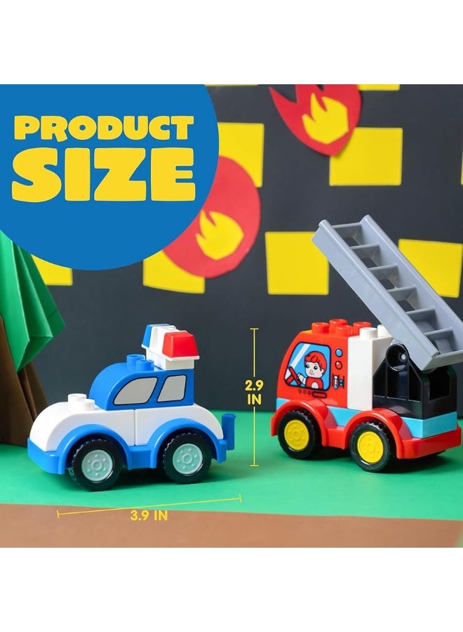 JOYIN 80Pcs Toddlers Car Building Blocks Set, 12Pcs Different Vehicles, Build Your Own Toy Cars, Compatible with Brand Name Building Bricks for Kids Boys Girls Birthday Easter Gift
